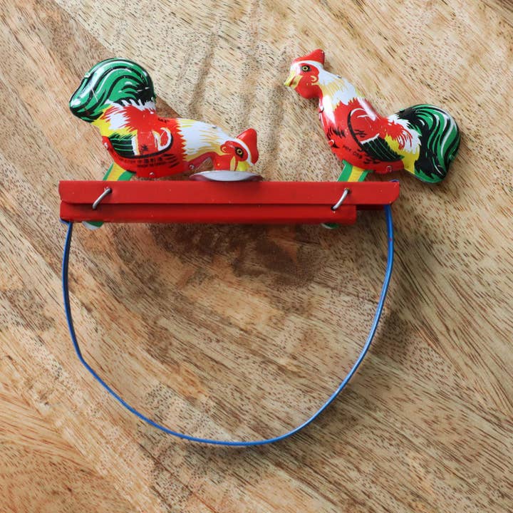 Tribal Trade GmbH - Wholesale Decorative Figurine - Tin toy pecking roosters rooster made of tin