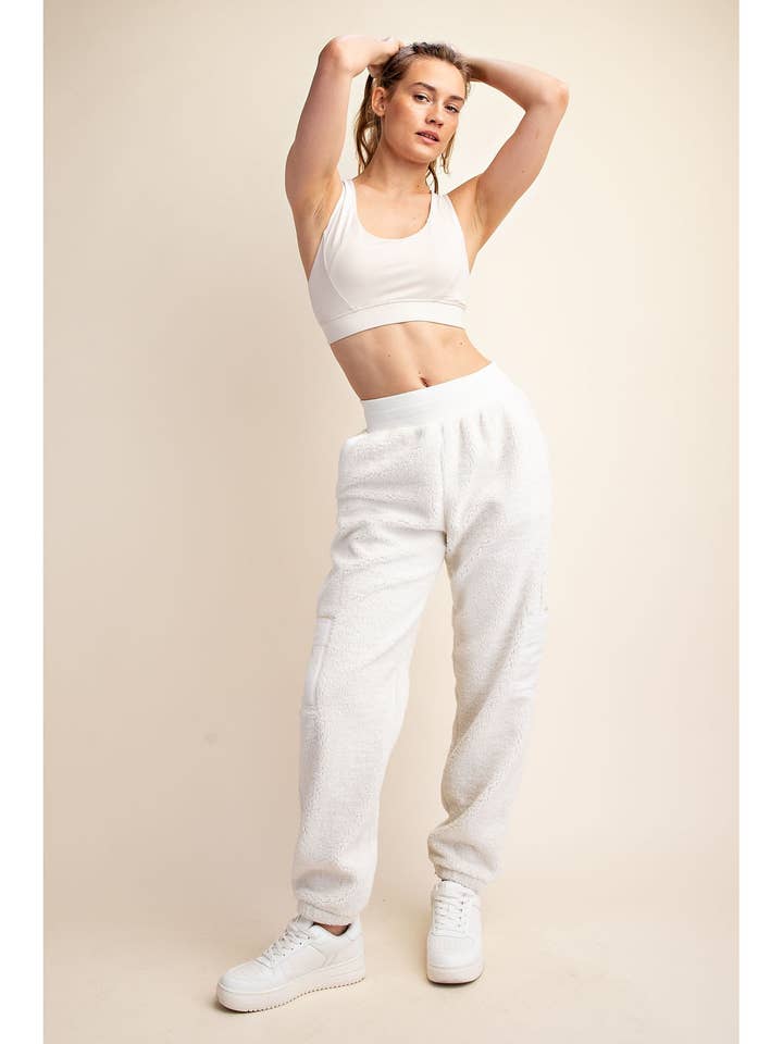 MICRO SHERPA CARGO SWEATPANTS for wholesale by Rae Mode