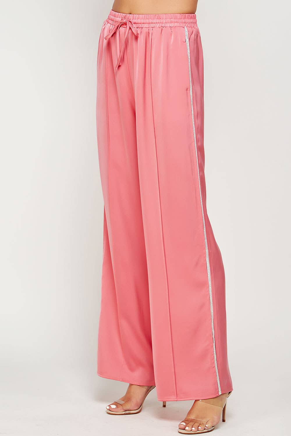 Strut & Bolt - Wholesale Pants - Women's - Rhinestone Trim Satin Track Pants16