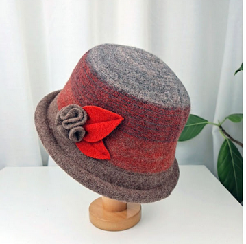 Comfortarians – wholesale Bucket hat – Women's – Women's Winter Adjustable Bucket Hat Wool Color block FW5