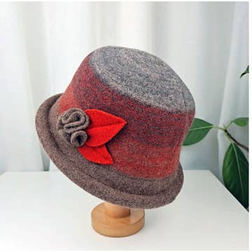 Comfortarians – Großhandel Bucket Hat – Damen – Verstellbarer Beutelhut für Damen, Wolle, Farbblock, FW7