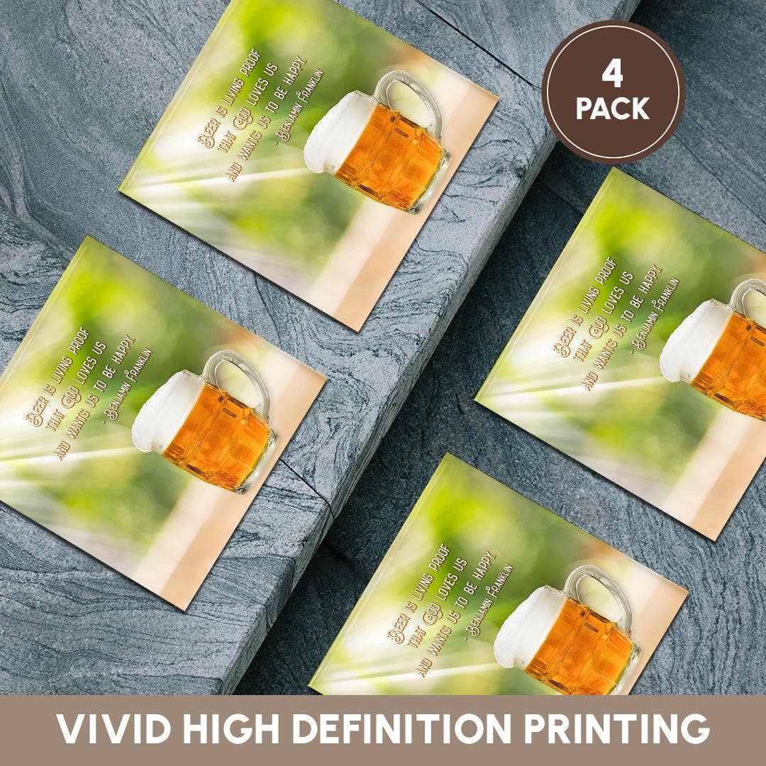 3dRose - Wholesale Coasters - 3dRose, Sunrays, beer mug. Beer is living proof that God loves us. Franklin, Coaster5