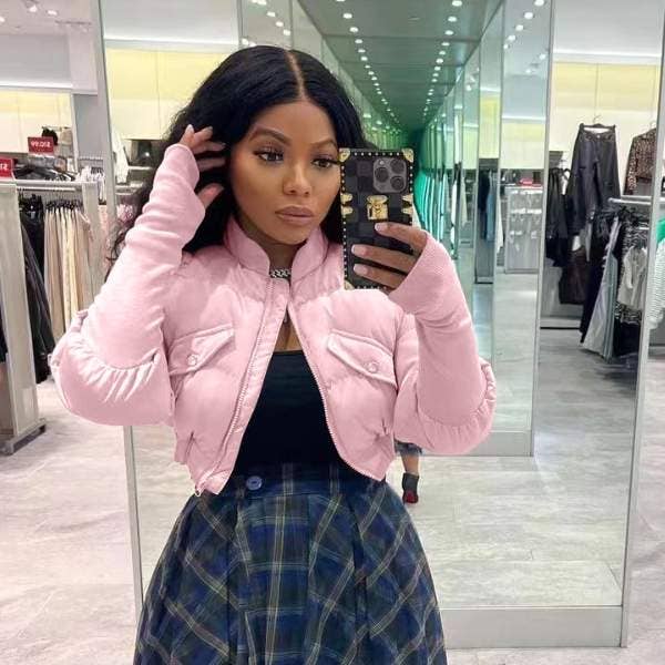 Flarix - Venta al por mayor Chaqueta - Mujer - abrigos casuales de invierno de color puro para mujer0