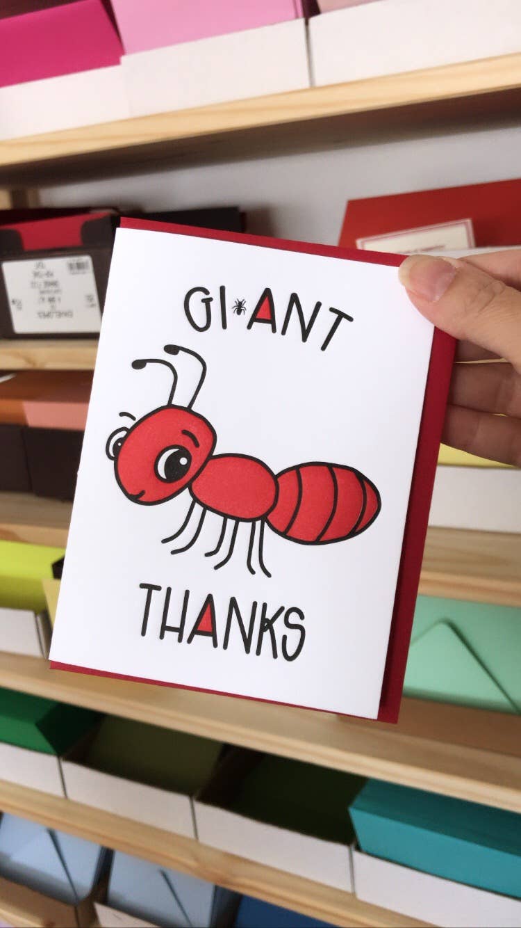 Kiss and Punch - Wholesale Thank You Card - Funny Gi-Ant Thank You Letterpress Card1