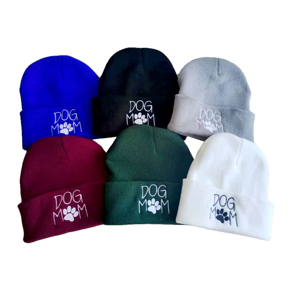 Sensibling Corp. - Wholesale Beanie - Women's - Dog Mom Message Paw Pointed Solid Knit Beanie Hat12