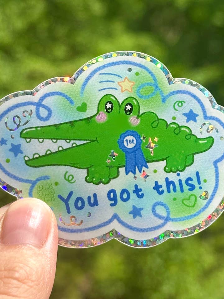 Autocolante de Jacaré Encorajador | Desafios Holo Croc por atacado de Uni & Umi