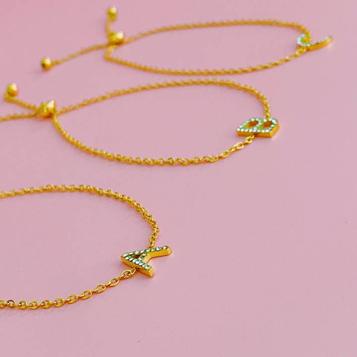 Ellison+Young - Wholesale Charm/Dangle Bracelet - Dainty Sparkle Initial Bracelet21