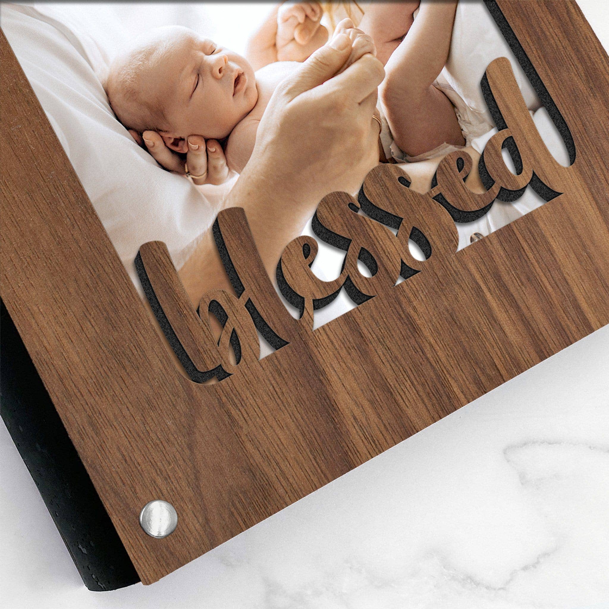 Inspired Indigo - Wholesale Journal/Diary - "Blessed" Wood Photo Journal - Personalizable0
