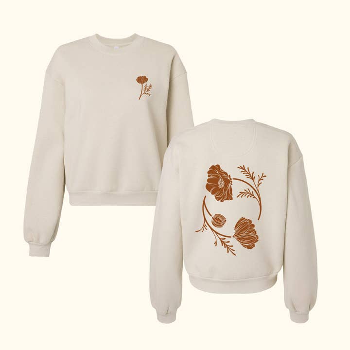 POPPY CROPPED CREWNECK SWEATSHIRT for wholesale by Anna Montagne Studio