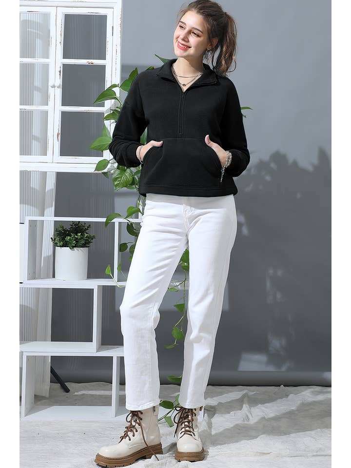 Lily Clothing - Wholesale Fleece - Women's - NECK HALF ZIP UP FLEECE PULLOVER ANORAK JACKET1