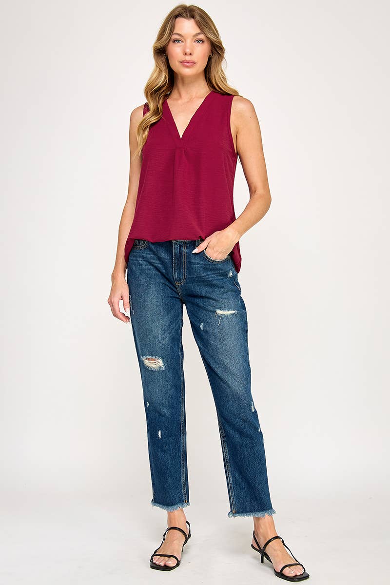 FSL Apparel - Wholesale Blouse - Women's - ST1560 - SOLID WOVEN V-NECK WORK WEAR CASUAL TOP32