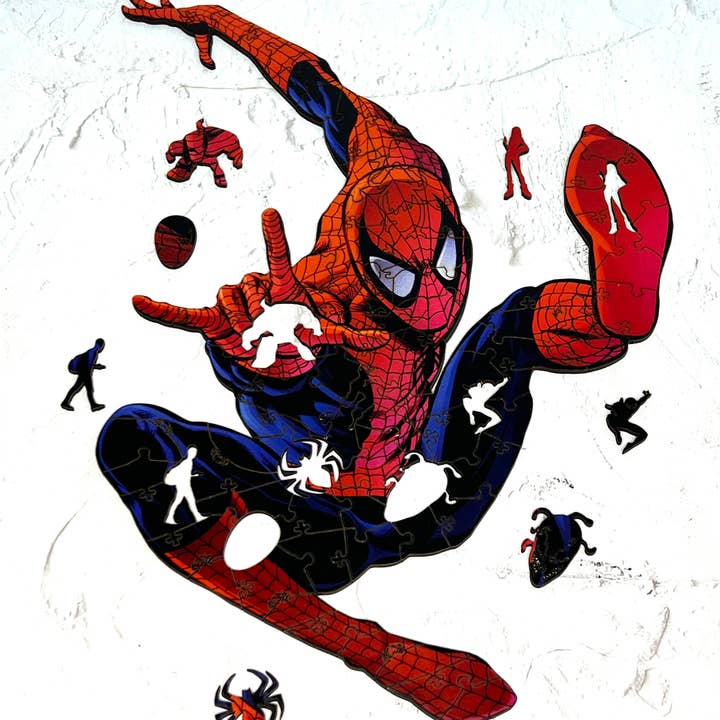 Max Woody™ - Wholesale Puzzle - Kids - Wood Jigsaw Puzzle Unique Shapes Spider Man L Size