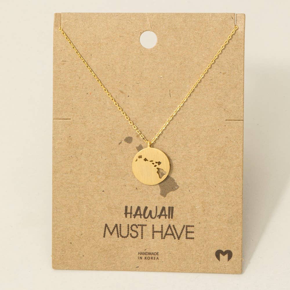 Fame Accessories – wholesale Pendant/charm necklace – Hawaii Coin Cutout Disc Pendant Necklace1