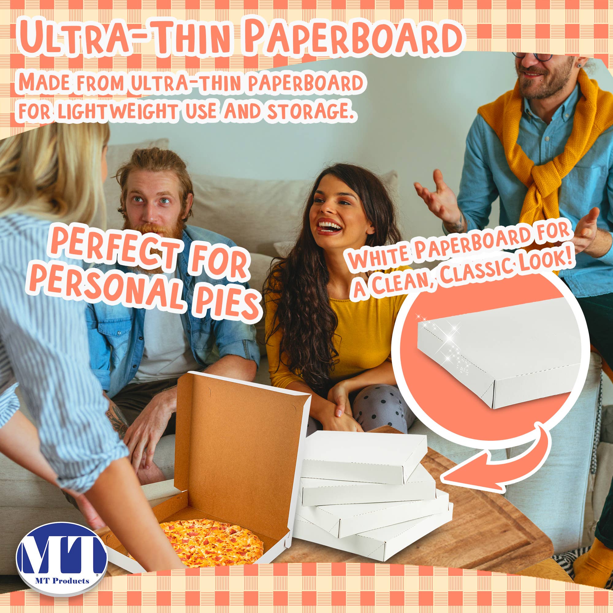 MT Products - Wholesale Food Storage Container - MT Products White Extra Thin Paperboard Pizza Boxes7