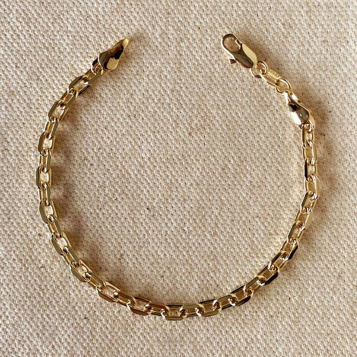 18k Gold Filled Diamond 4.5 mm Cut Anchor Link Bracelet for wholesale by GoldFi