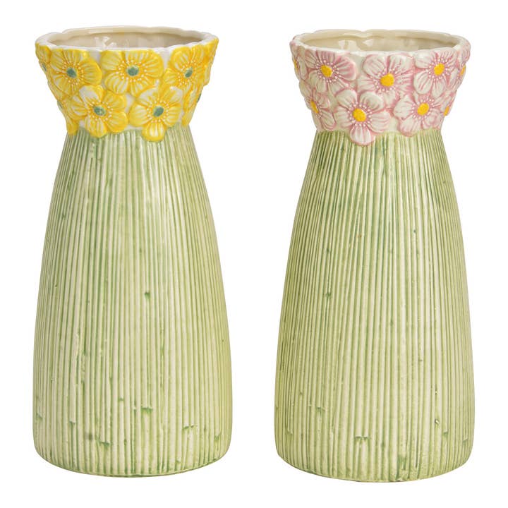 Vase Flower Decor made of Ceramic, 2-piece, Green (W/H/D) 12x26x12cm for wholesale by Wurm