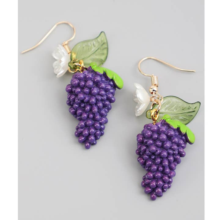 BOUCLES D'OREILLES RAISIN AVEC FLEUR pour la vente par Girly