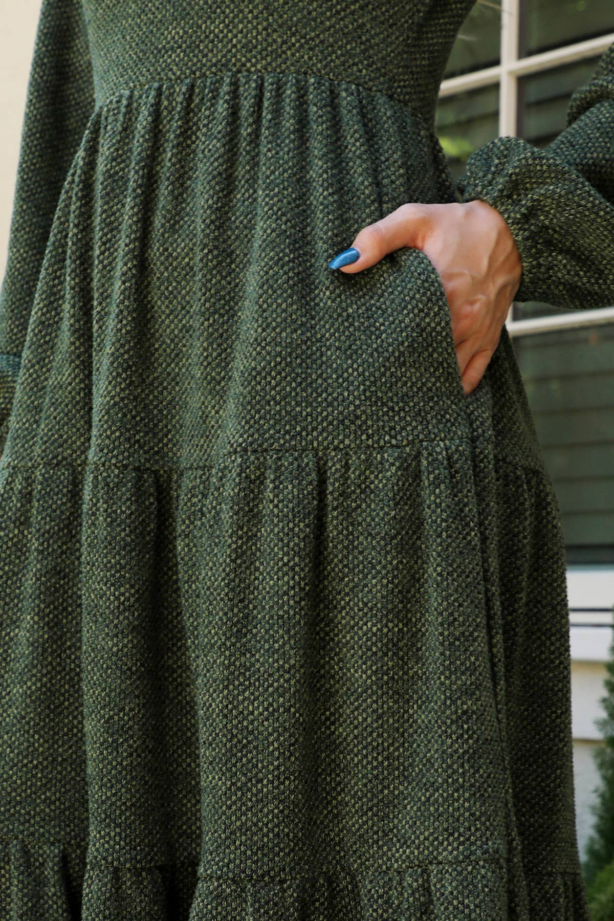 You & Me – Großhandel Kleid – Damen – YMD10055V-JACQUARD-STRICK MIT LANGEN PUFFÄRMELN UND ELASTISCHER TAILLE19