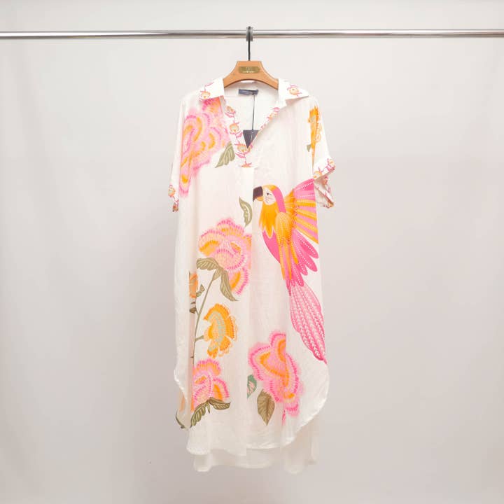 Cecile Wang - Wholesale Dress - Women's - Parrot print shirt dress KD8282VC