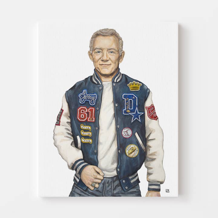 Varsity Jerry Jones Canvas Print and other Purchase Wholesale stretched canvases. Free Returns & Net 60 Terms on Faire trending on Faire.
