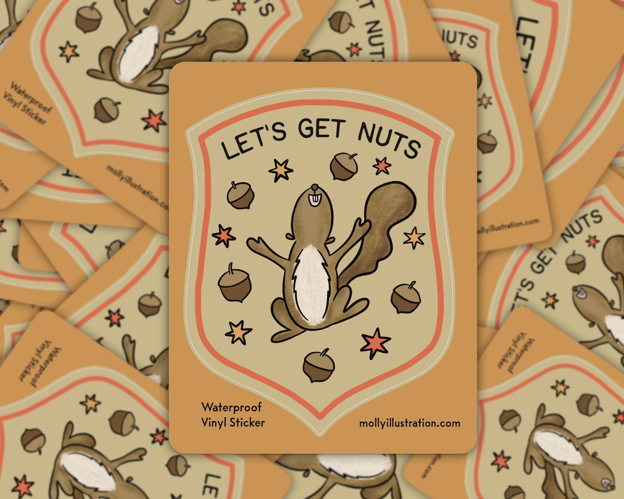 Molly Illustration - Wholesale Sticker - Let's Get Nuts Cartoon Squirrel Waterproof Vinyl Sticker0