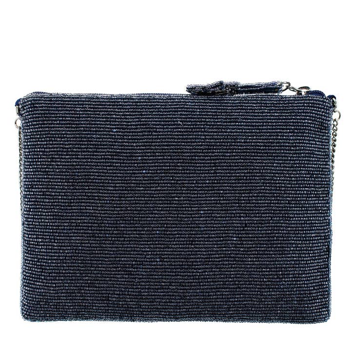 Mary Frances Accessories - Wholesale Crossbody Bag - Women's - Super Nova Blue Celestial Stars & Moon Beaded Crossbody Mini