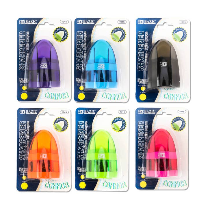 Taille-crayon double Connor avec réceptacle + gomme pour la vente par BAZIC Products