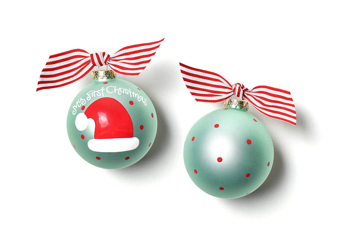Coton Colors - Wholesale Ornament - Blue My First Christmas Hat Glass Ornament0