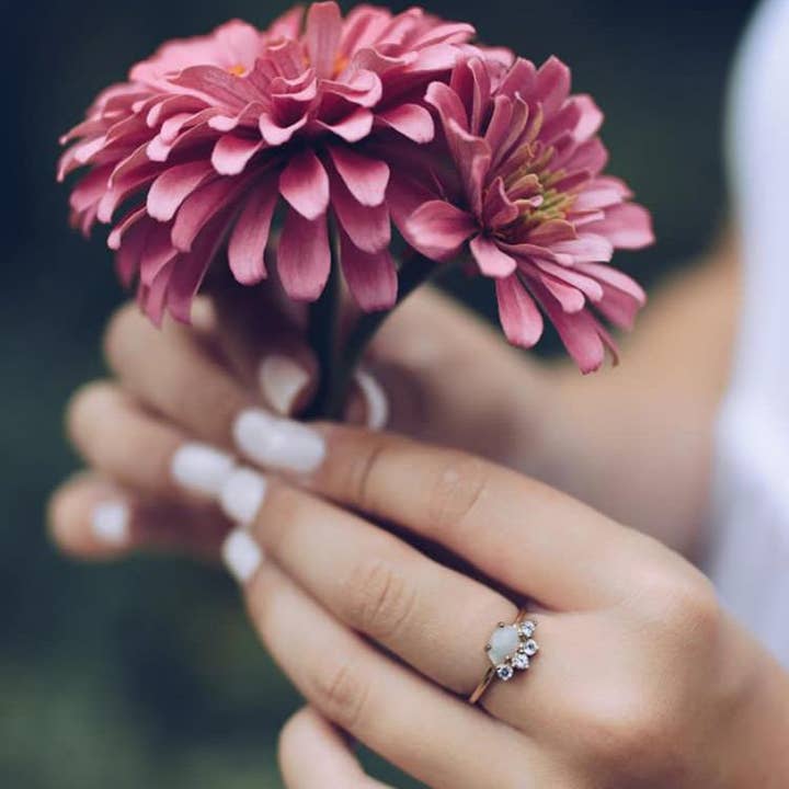 Minette - Wholesale Multi-Stone Ring - Annabelle Opal and White Topaz Band2