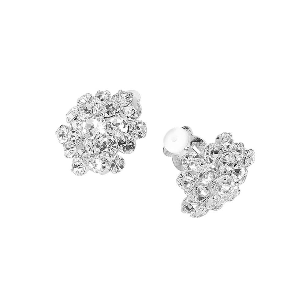Sensibling Corp. – wholesale Clip-on-örhängen – Rhinestone-klusterblomma kvällsörhängen med clips9