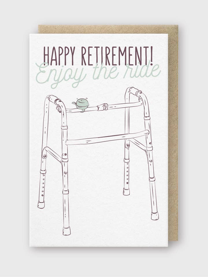 Retirement Walker Greeting Card for wholesale by Pike Street Press