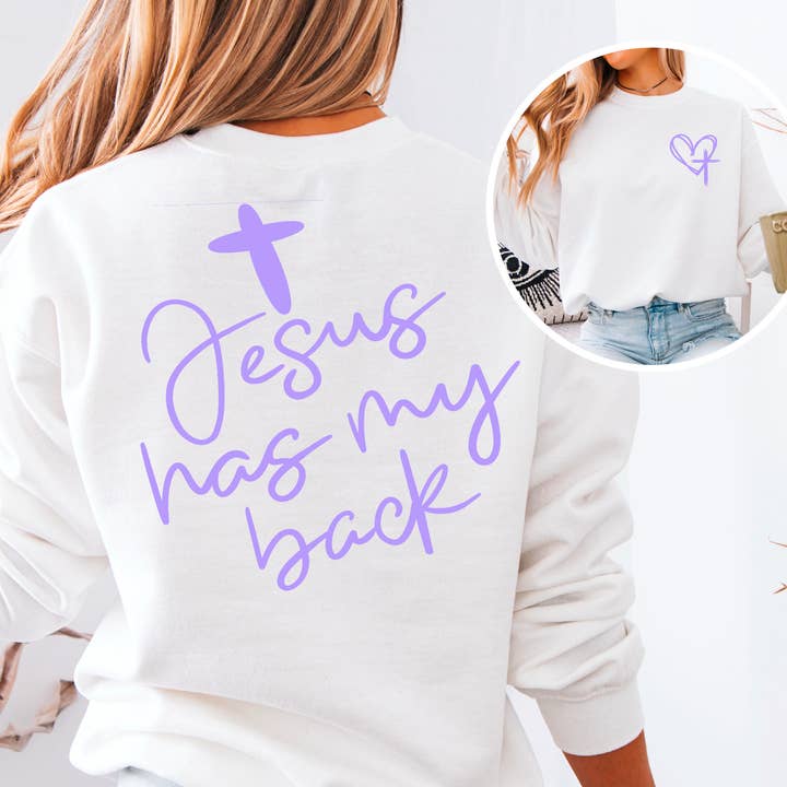 Jezus Heeft Mijn Rug Bedrukt Sweatshirt voor wholesale door Shoppe SHC