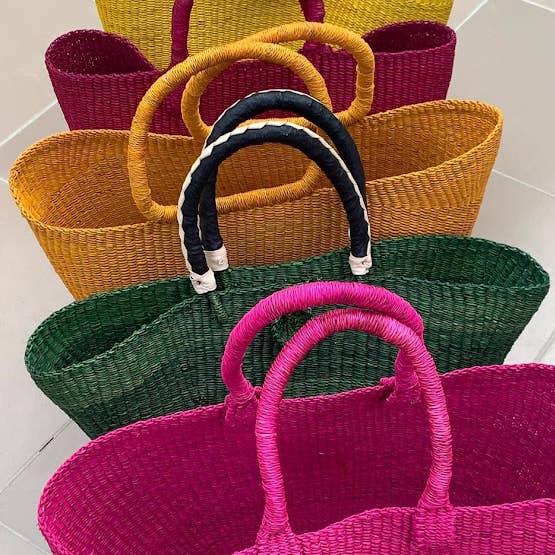 U-Shopper Bolga mand groot (effen kleur) voor wholesale door AfriMart International