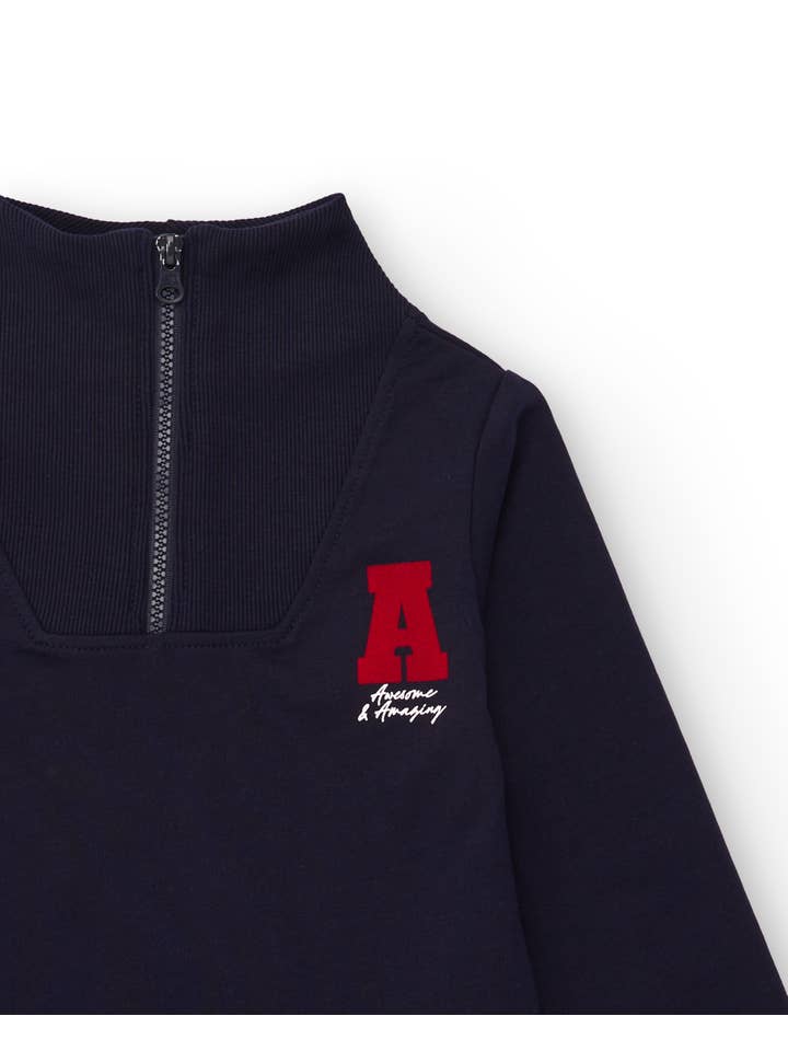 tuc tuc - Wholesale Dress - Kids - Girl's sporty dress in navy blue with front closure2