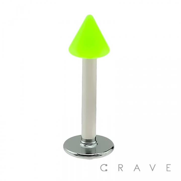 CRAVE - Wholesale Lip Ring - 316L SS LABRET/MONROE WITH SOLID COLOR ACRYLIC SPIKE2