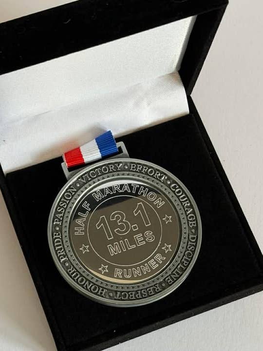 Half Marathon 13.1 Miles Medal In Velvet Box for wholesale by Medal Envy