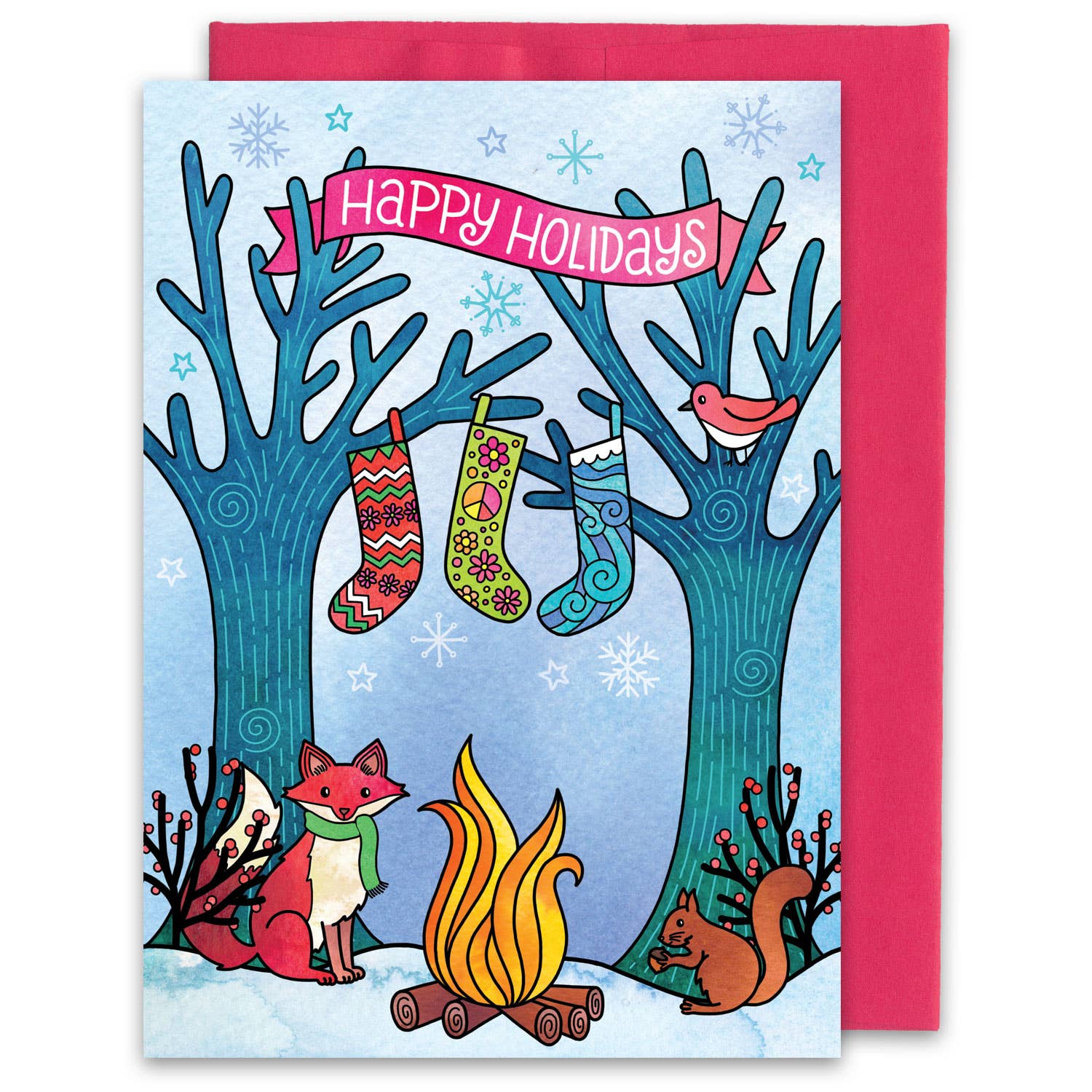 Rachel Beyer - Wholesale Season's Greetings Card - Happy Holidays Forest Critters Greeting Card0