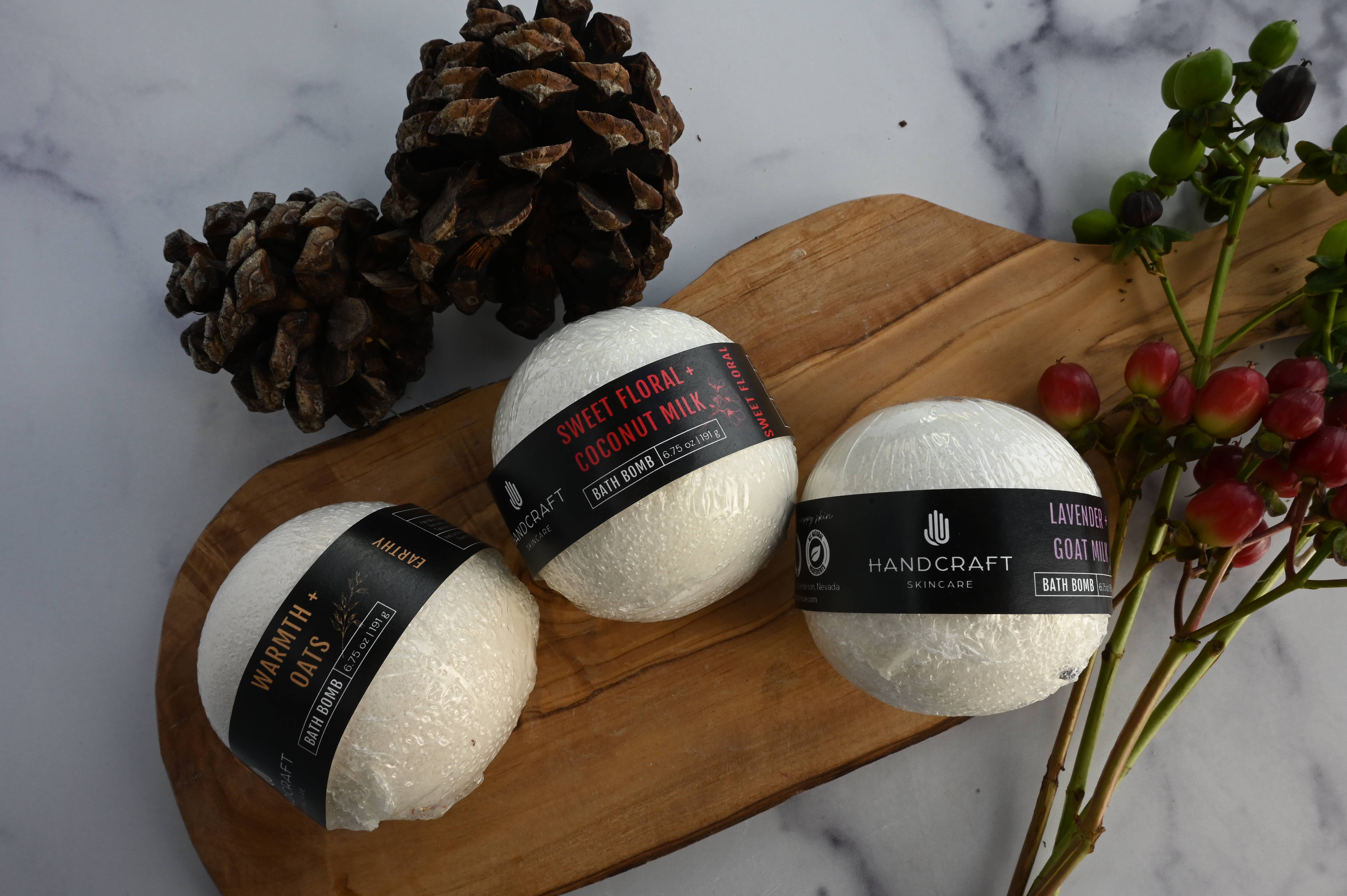 HandCraft Skincare - Wholesale Bath Bomb/Fizz - Warmth + Oats Bath Bomb8