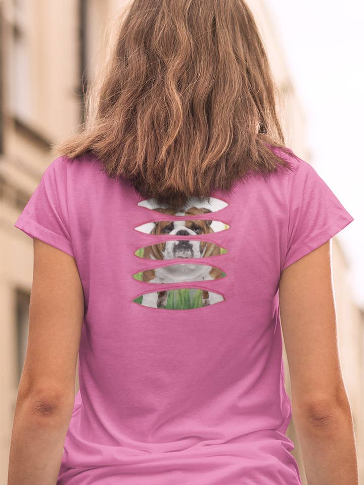 Zerrissene Lumpen Tapferer Bulldogge Damen Zerrissenes T-Shirt für den Großhandel von Ripped Rags