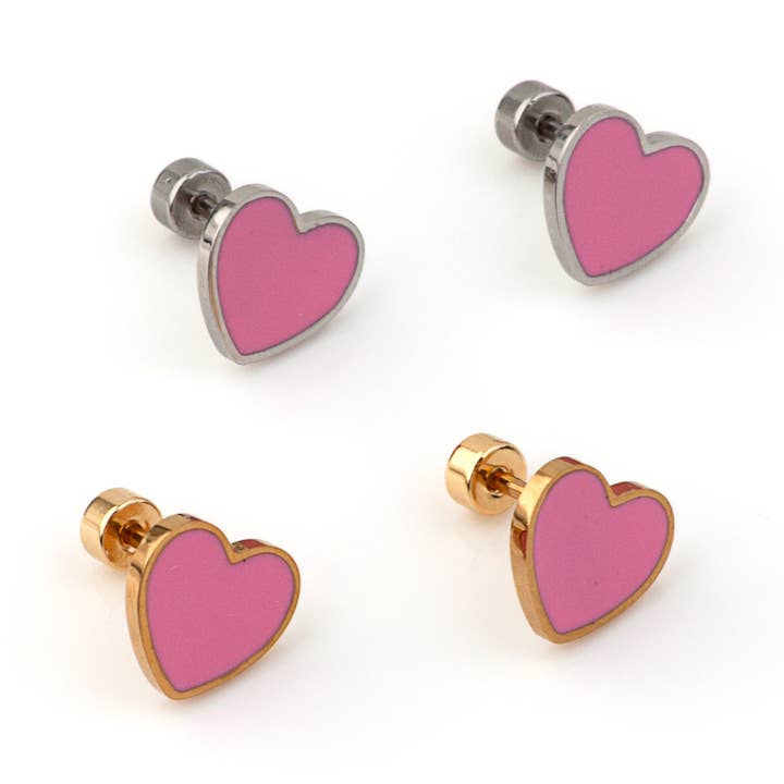 Heart Steel Child Earring GKE230323CR for wholesale by Shebiju