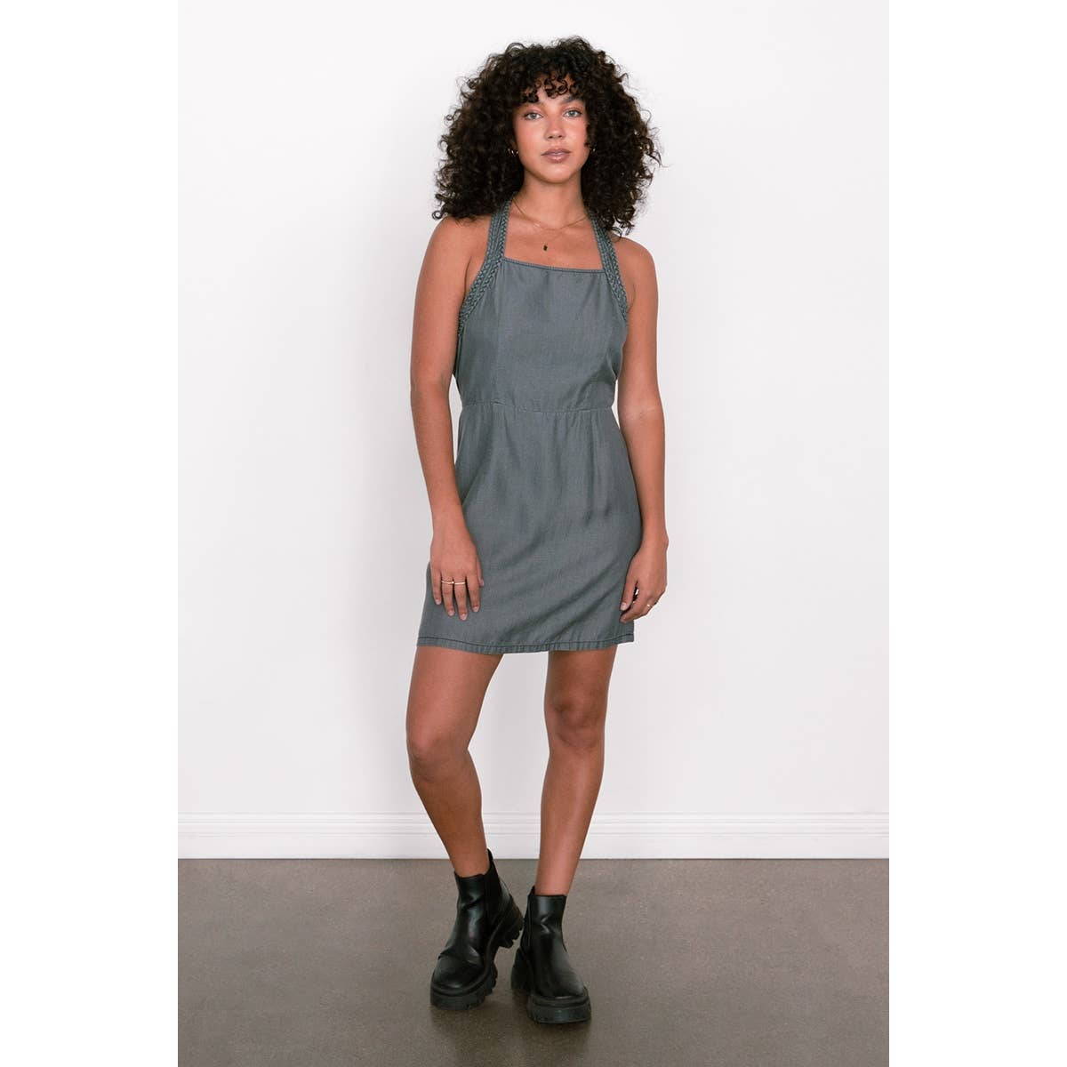 Naked Zebra Rack - Wholesale Dress - Women's - Braided Detail Tencel Dress4