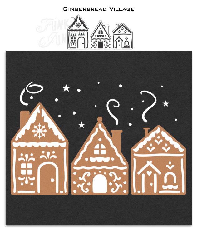 Muddaritaville Studio – wholesale Stencil/craft die – FJ169 Funky Junk's Old Sign Stencils Gingerbread Village stencil9