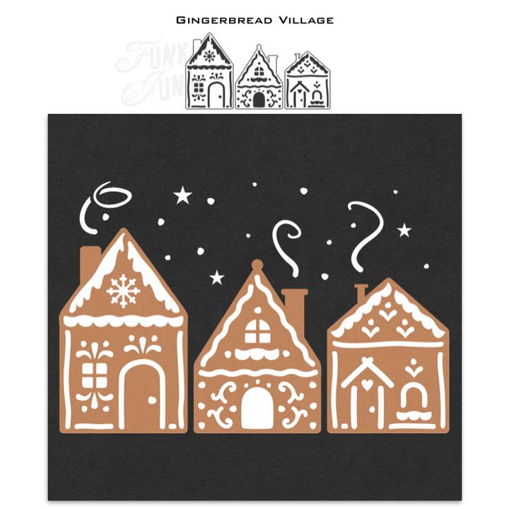Muddaritaville Studio – wholesale Stencil/craft die – FJ169 Funky Junk's Old Sign Stencils Gingerbread Village stencil9