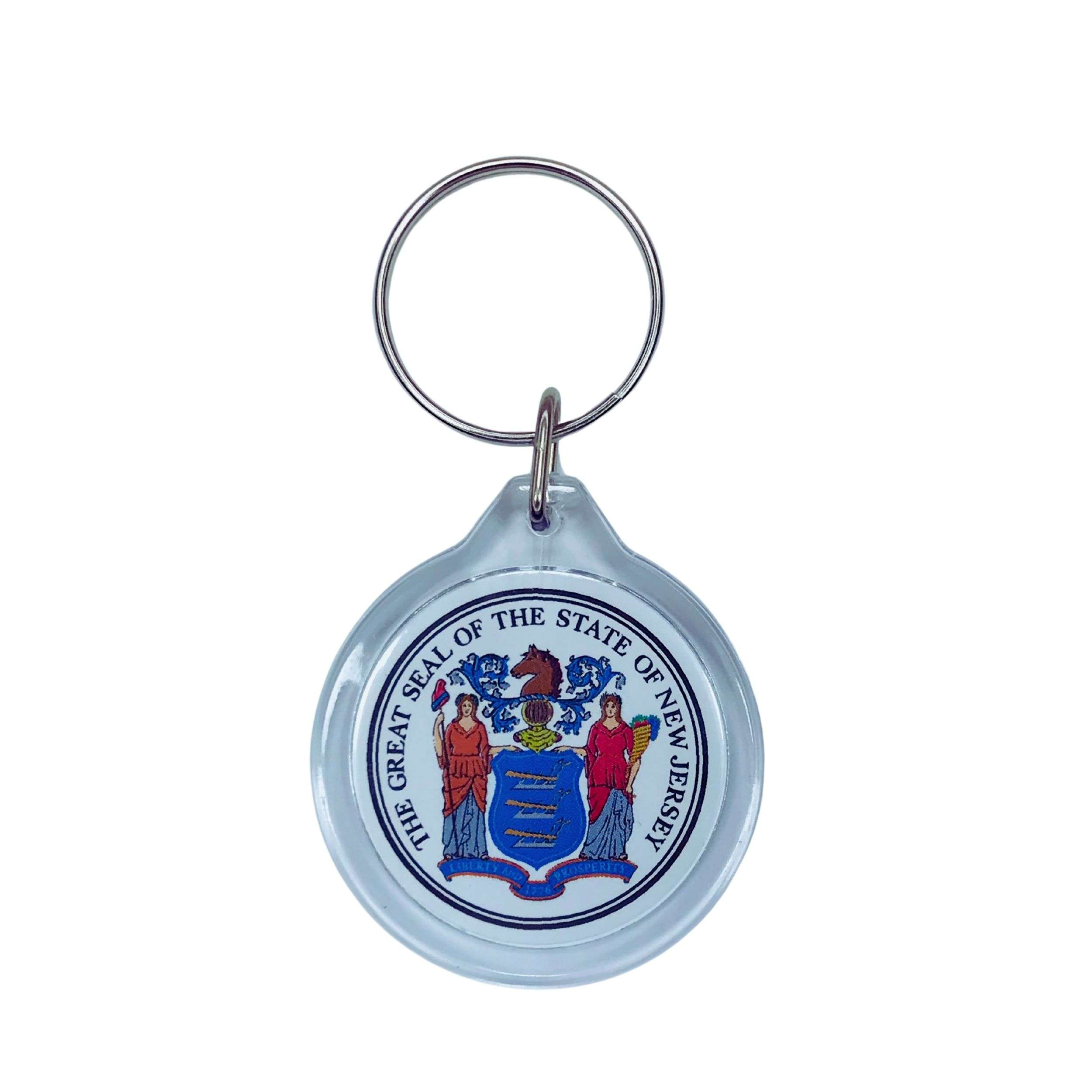 Astur Pins - Wholesale Keychain - Unisex - Round Acrylic Keychain - New Jersey State Emblem - USA0