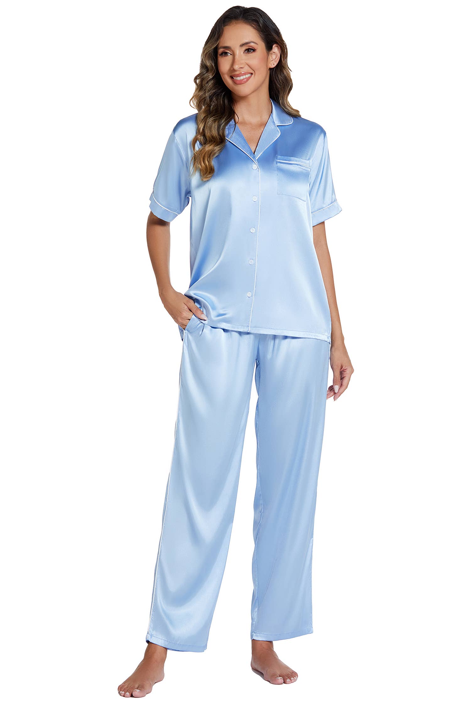GEXWORLDWIDE - Wholesale Sleepwear Set - Women's - Silk Pajamas for Women Satin Pajama Set2