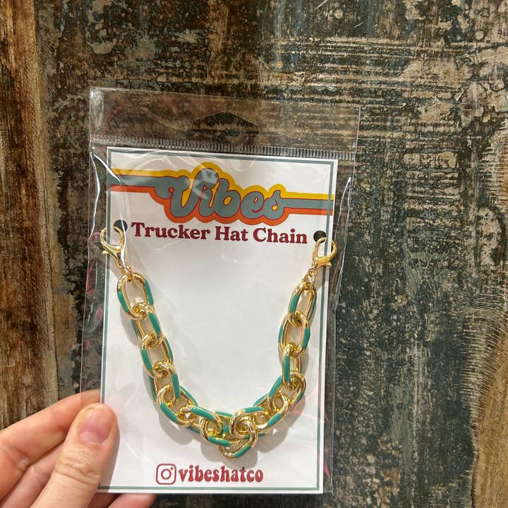 Chunky Teal emalj doppad truckerkedja | Hattband | Hattstång för wholesale av Vibes Hat Company