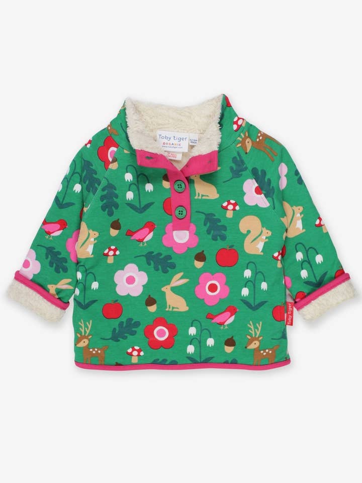 Ekologisk bomull barnfleece sweatshirt med skogstryck för wholesale av Toby Tiger GmbH