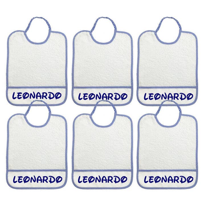 Almatex srl - Wholesale Diaper (Cloth) - Baby - 6 MAXI BIBS 29X36 with ELASTIC personalized with the name you want.2