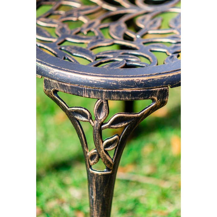 Hi-Line Gift Ltd. - Wholesale Patio Set - Bistro Set 3 Pc - 1 Table/2 Chairs - Bronze Leaves
