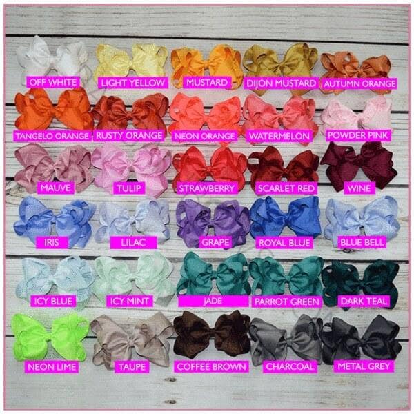 Bargain Bows - Wholesale Hair Bow - Kids - Double Stacked Basic 6 Inch Solid Color Hair Bow -Alligator Clip